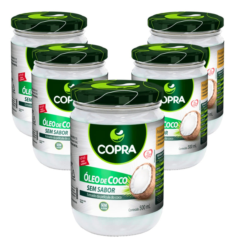 Kit 08 Óleo De Coco Copra Vidro 500ml - Sem Sabor/cheiro