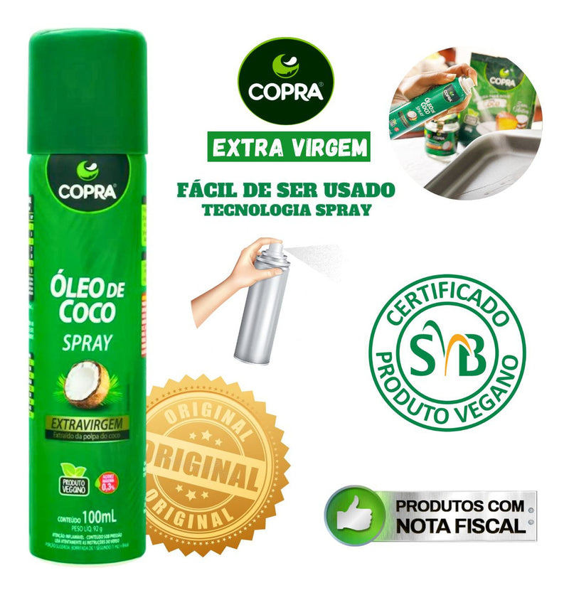 8 Óleo De Coco Extra Virgem Copra Spray Com 100ml